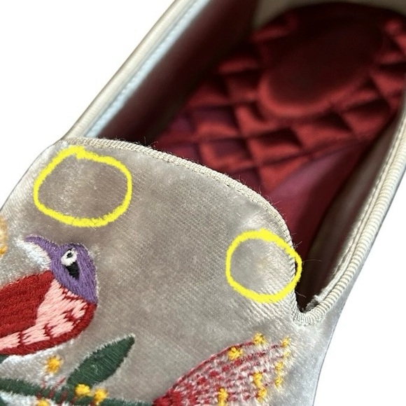 Birdies x Minted women’s velvet Blackbird loafer flat in Royal Perch 8.5 grey - Picture 10 of 10